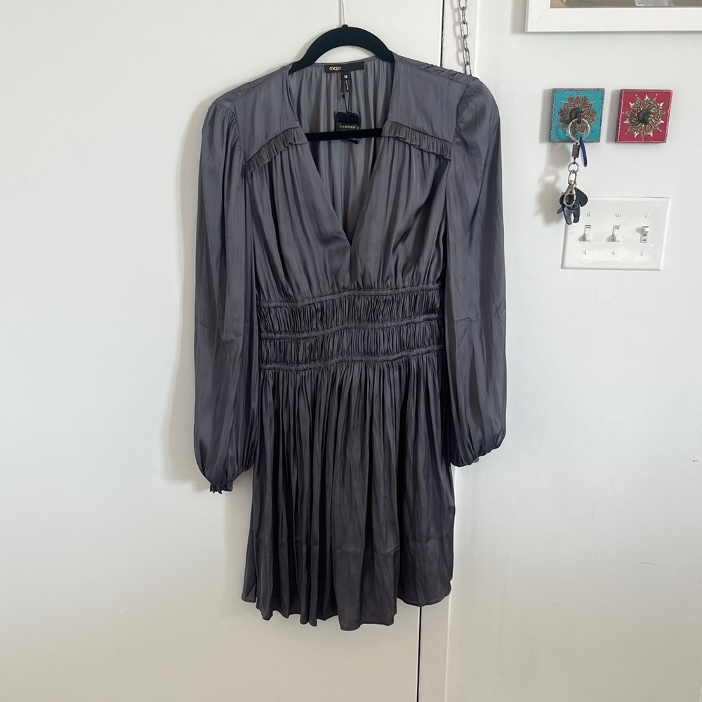 Maje Charcoal Long Sleeve Dress